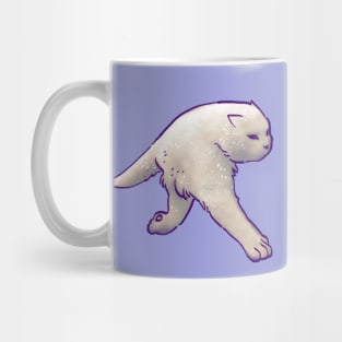 cursed white cat cryptid walking on two legs meme Mug